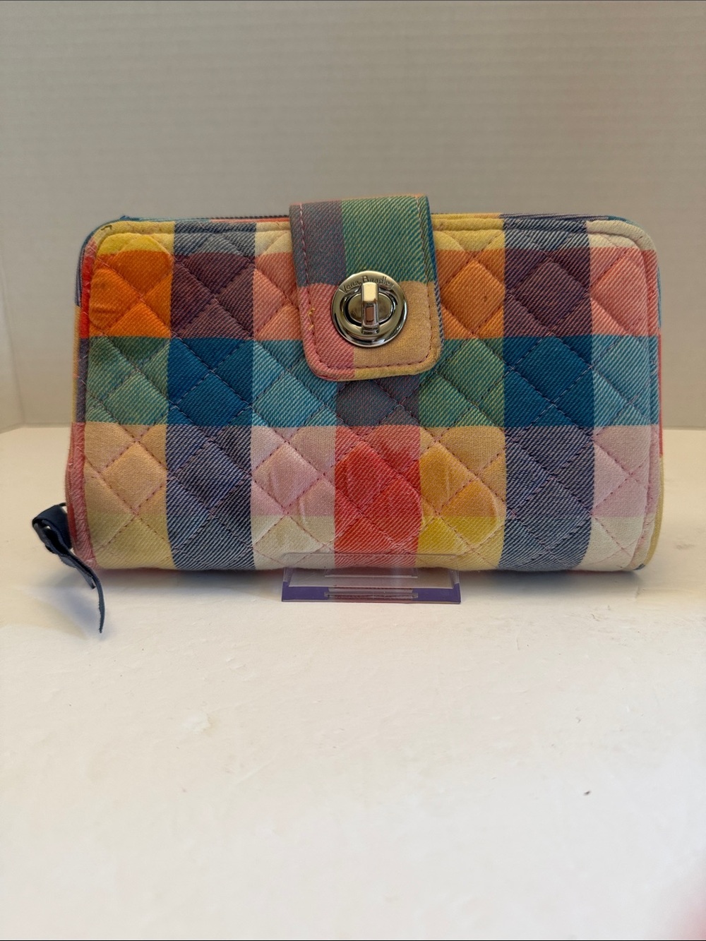 Vera Bradley RFID Retired Tropics Plaid Zip-Around Wallet with Turnlock